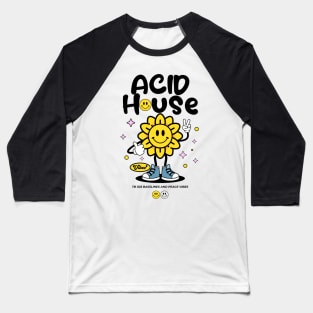 ACID HOUSE  - Peace Vibe Flower (black) Baseball T-Shirt